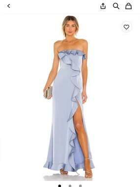 REVOLVE Strapless Ruffle Gown in Light Blue